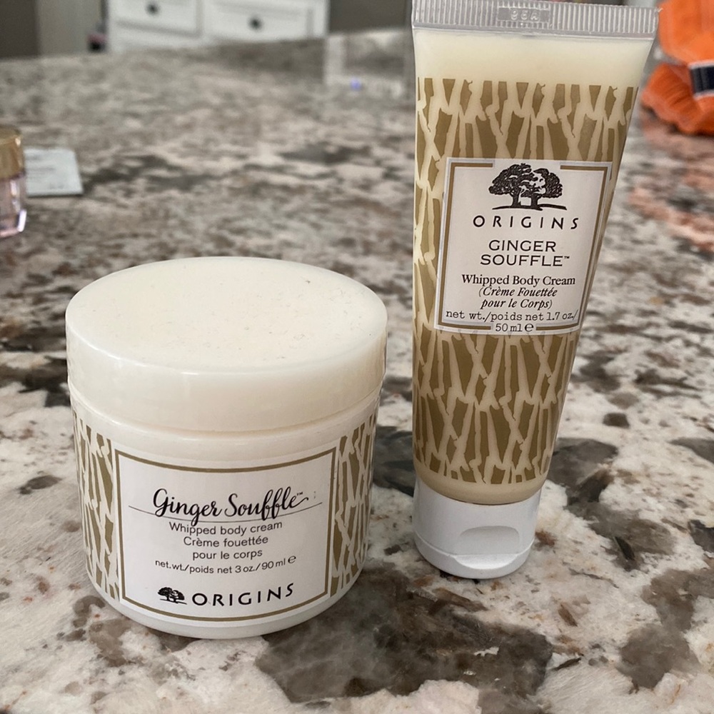 Origins Ginger Souffle Whipped Body Cream and tub